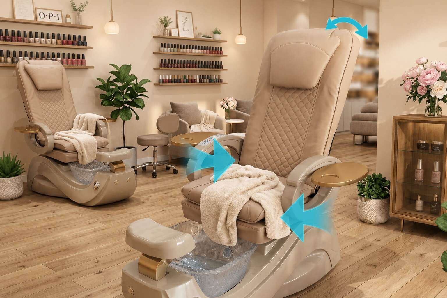 pedicure chair reclining backrest and sliding seat