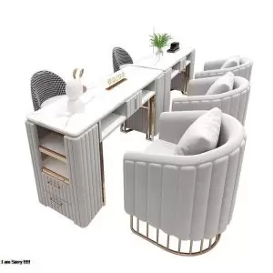 Nordic-style marble nail art table