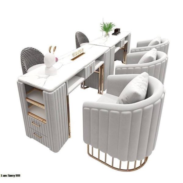 Nordic-style marble nail art table