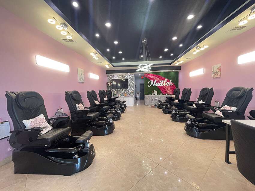 Pedicure chairs in real salon interior