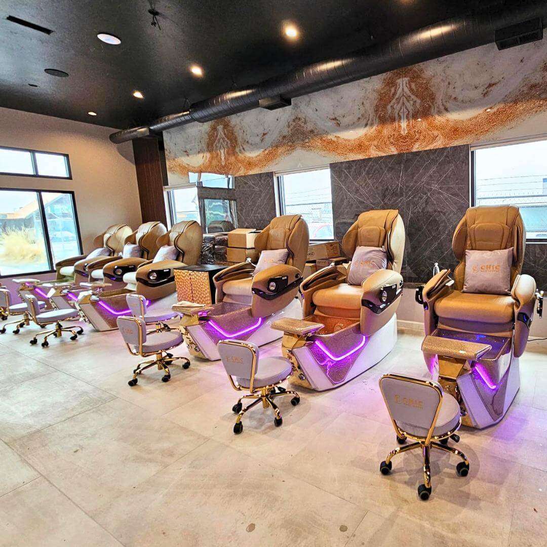 Pedicure chairs in real salon setting