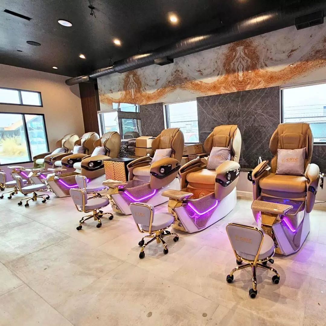 Pedicure chairs in real salon setting