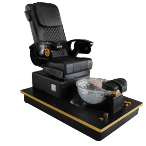 PC-49 Black Gold Luxury Massage Pedicure Chair with LED Foot Spa Basin