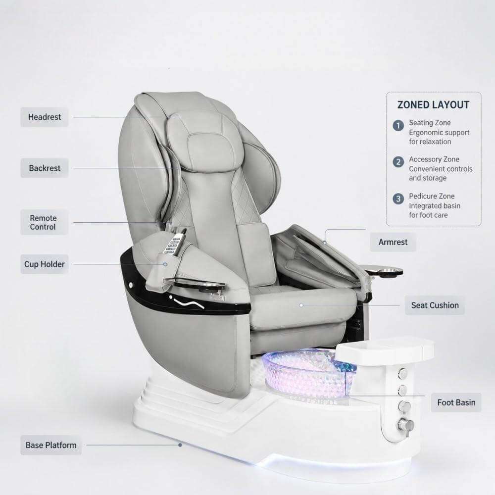 Y61 pedicure spa chair structural overview