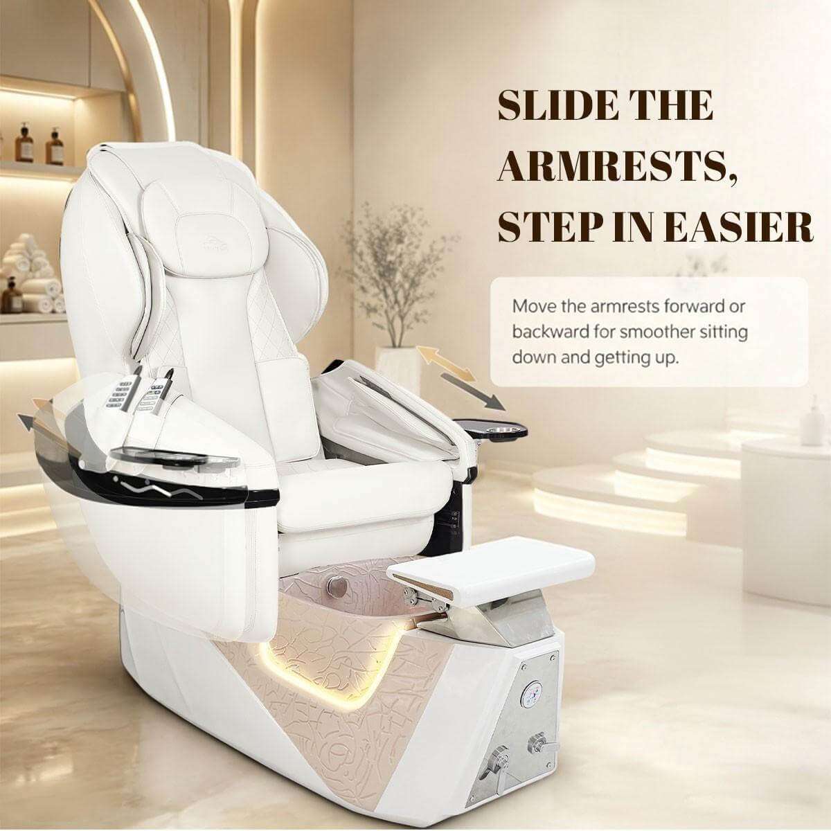 Y64 sliding armrests pedicure spa chair