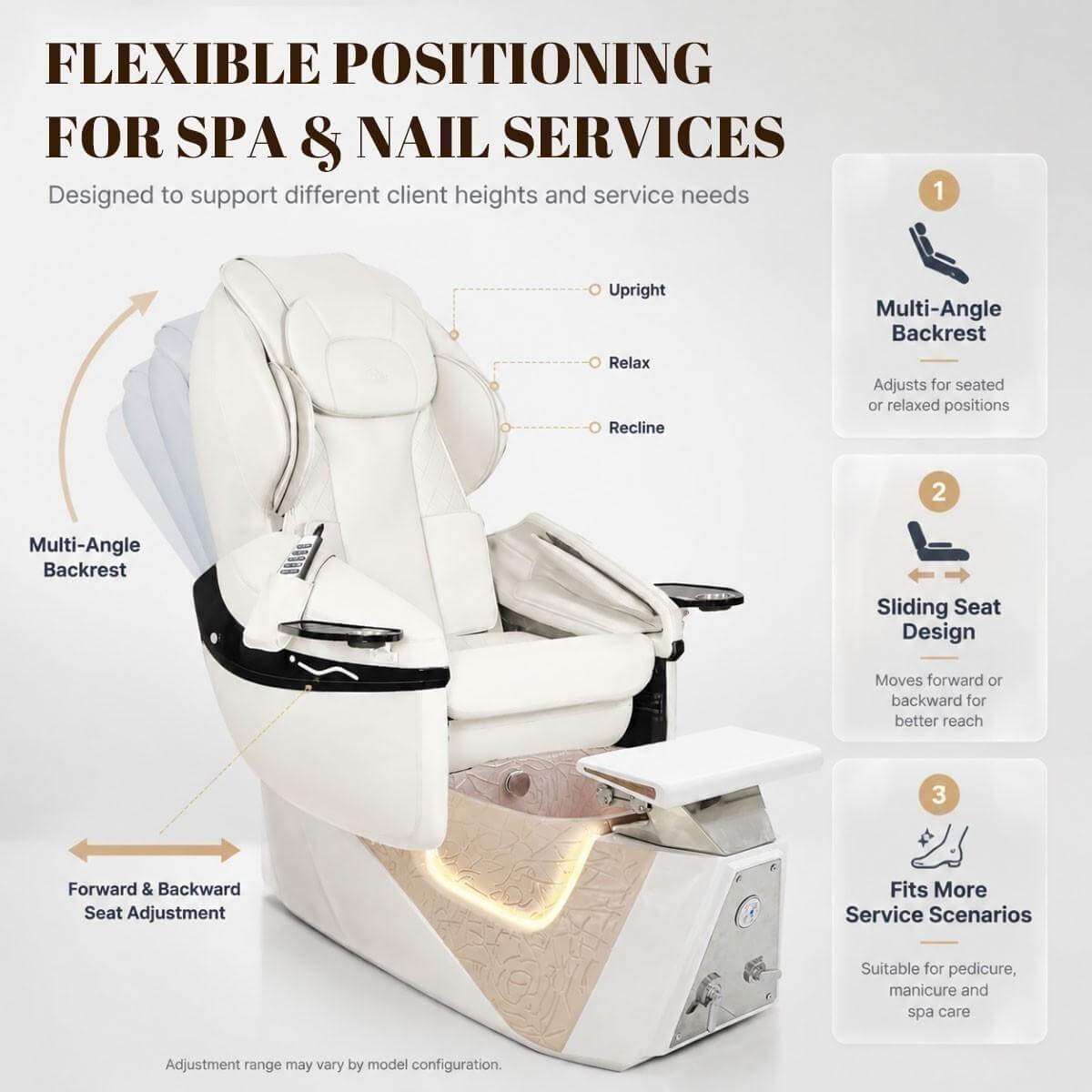 Y64 adjustable pedicure chair position