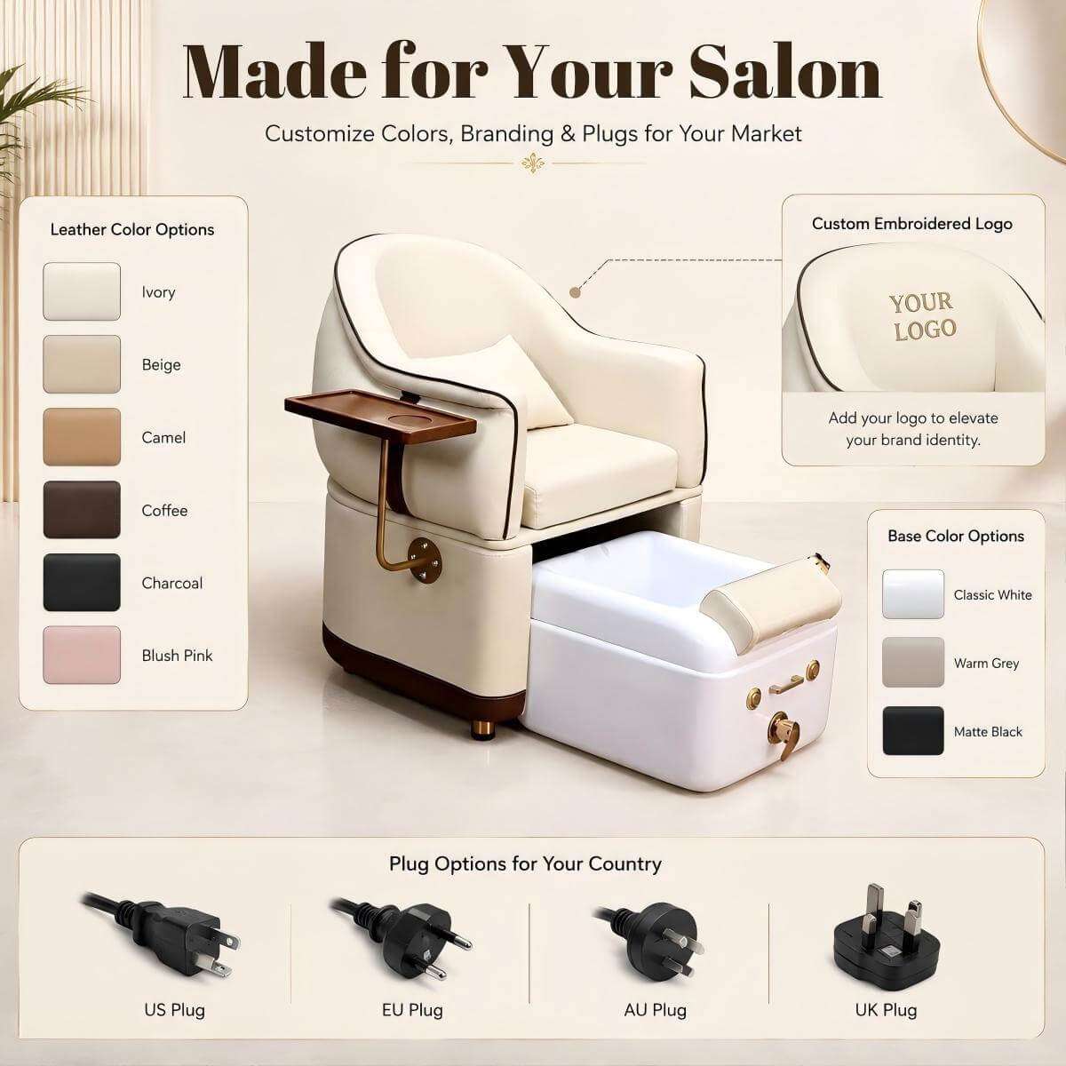 Y66 custom pedicure chair colors and salon options