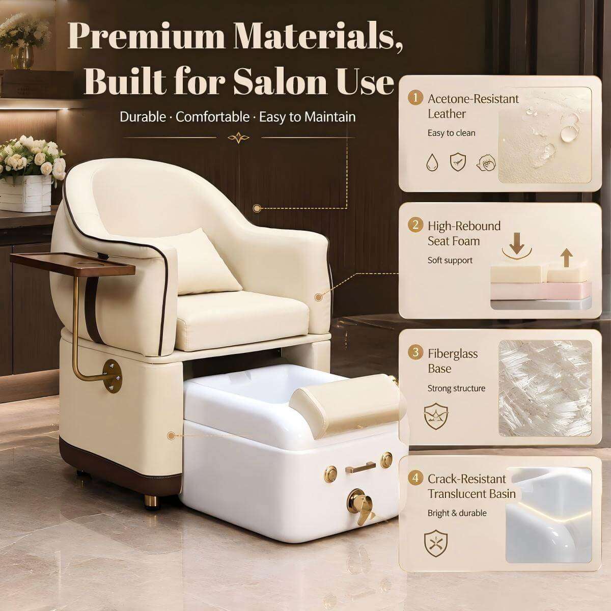 Y66 premium salon pedicure chair materials