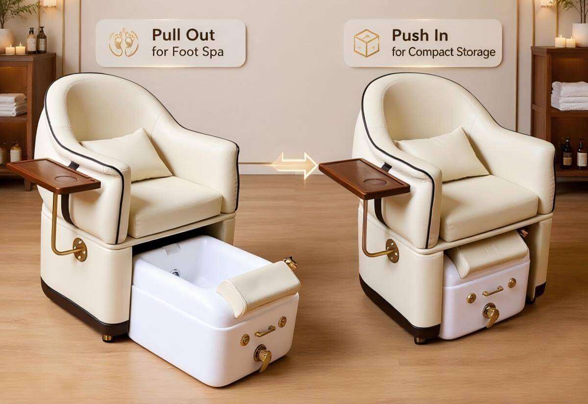 Y66 slide in foot basin pedicure chair